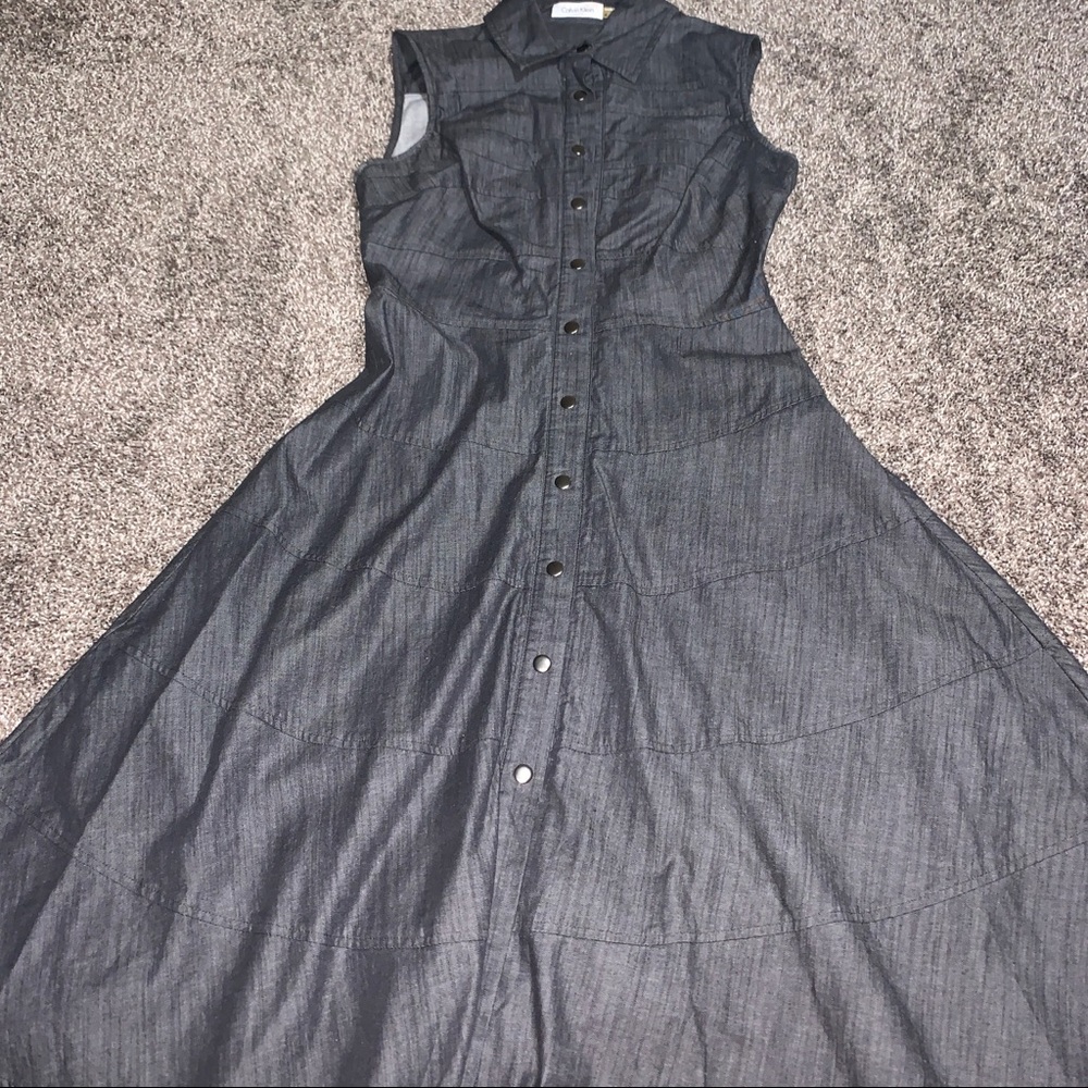 Calvin Klein Dress, Size 4, gray, button down